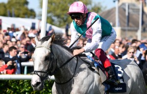 DONCASTER, ENGLAND - SEPTEMBER 14: Jockey Frankie Dettori riding Logician wins the William Hill St Leger Stakes during St Leger Day at Doncaster Racecourse on September 14, 2019 in Doncaster, England. (Photo by George Wood/Getty Images)