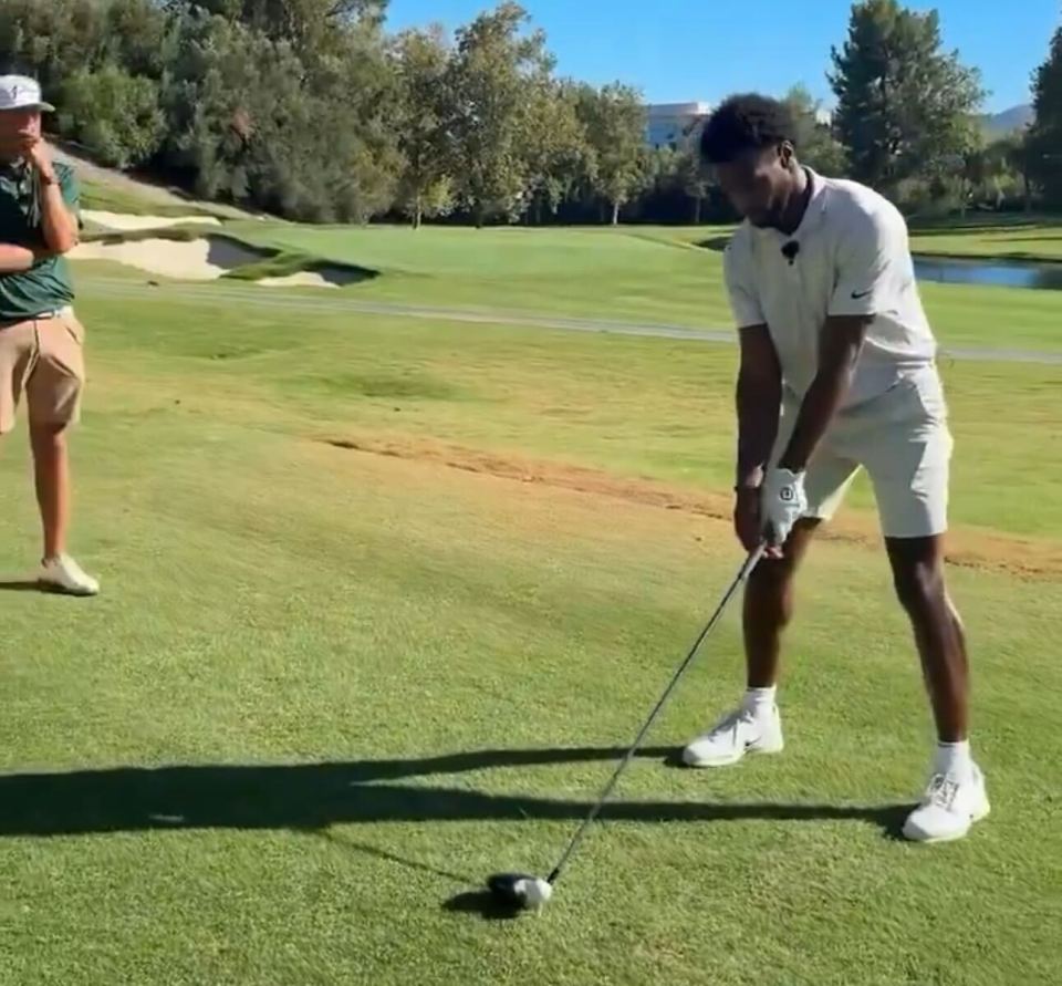 Footage of Bronny's golfing went viral on social media and fans were loving how smooth his swing looked