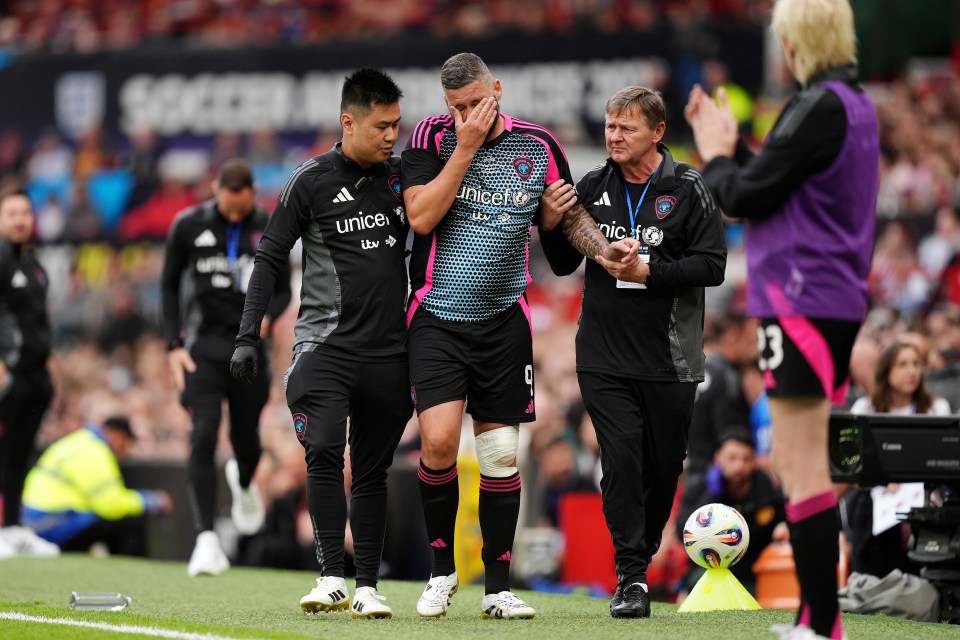 Bellew hobbled off the pitch in agony after rupturing his Achilles tendon at Soccer Aid